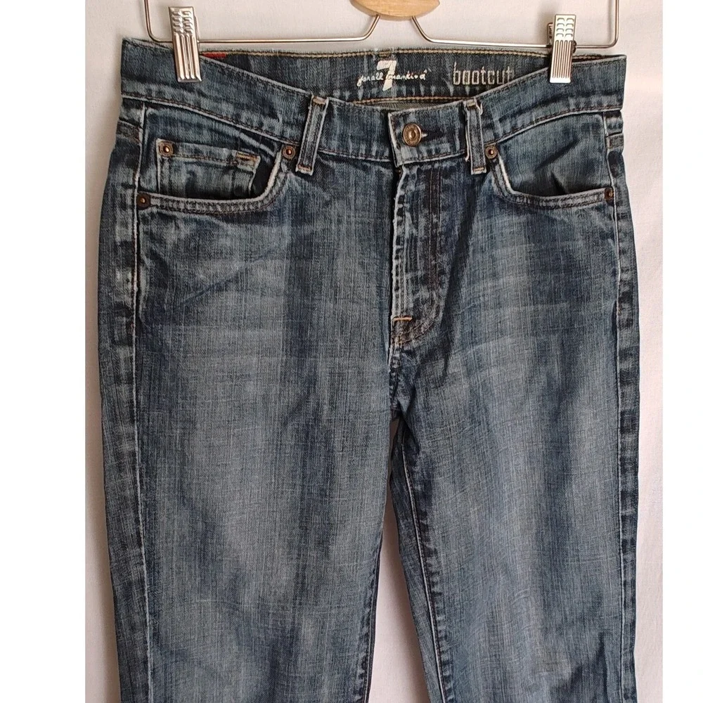 7 For All Mankind Bootcut Jeans 29 Blue Stretch Denim‎ Squiggle Y2K Low Rise